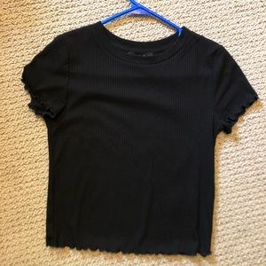 Black Ribbed Crop Top